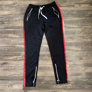Red stripe joggers
